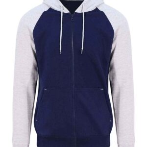 AWDis Baseball Zoodie | Oxford Navy/Heather Grey