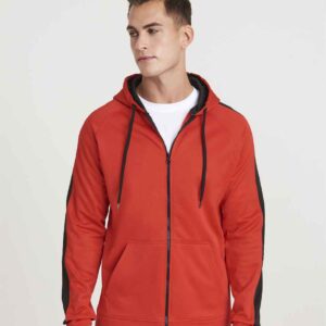 AWDis Contrast Sports Polyester Zoodie | Fire Red/Jet Black