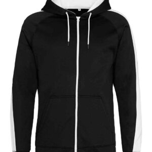 AWDis Contrast Sports Polyester Zoodie | Jet Black/Arctic White