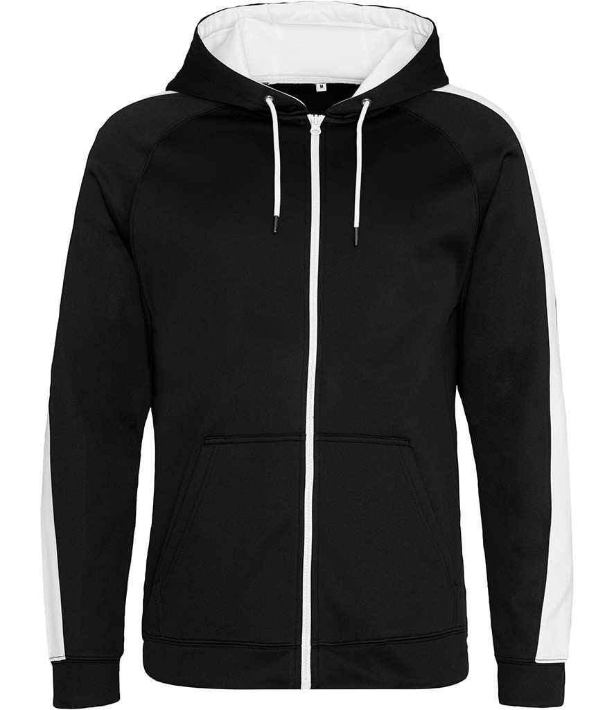 AWDis Contrast Sports Polyester Zoodie | Jet Black/Arctic White