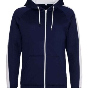 AWDis Contrast Sports Polyester Zoodie | Oxford Navy/Arctic White