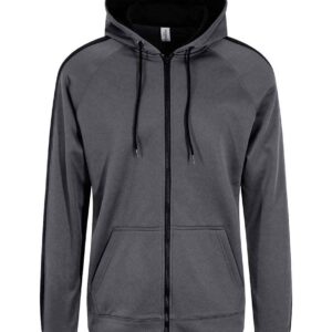 AWDis Contrast Sports Polyester Zoodie | Steel Grey/Jet Black