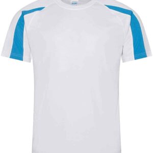 AWDis Cool Contrast Wicking T-Shirt | Arctic White/Sapphire Blue