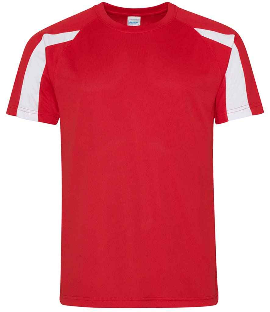 AWDis Cool Contrast Wicking T-Shirt | Fire Red/Arctic White