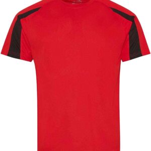 AWDis Cool Contrast Wicking T-Shirt | Fire Red/Jet Black