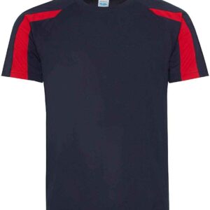 AWDis Cool Contrast Wicking T-Shirt | French Navy/Fire Red
