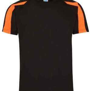 AWDis Cool Contrast Wicking T-Shirt | Jet Black/Electric Orange