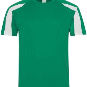 AWDis Cool Contrast Wicking T-Shirt | Kelly Green/Arctic White