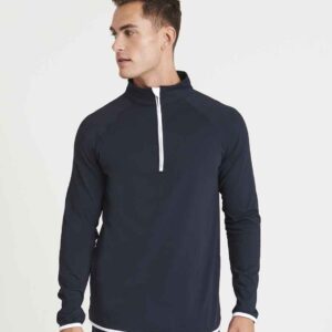 AWDis Cool Half Zip Sweat Top | French Navy/Arctic White