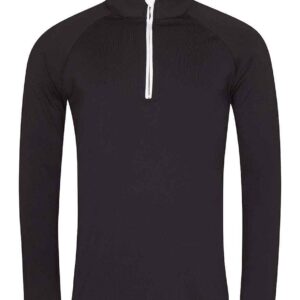 AWDis Cool Half Zip Sweat Top | Jet Black/Arctic White