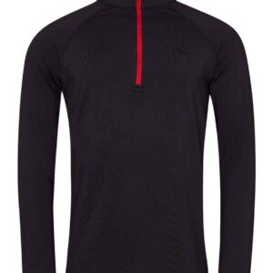 AWDis Cool Half Zip Sweat Top | Jet Black/Fire Red