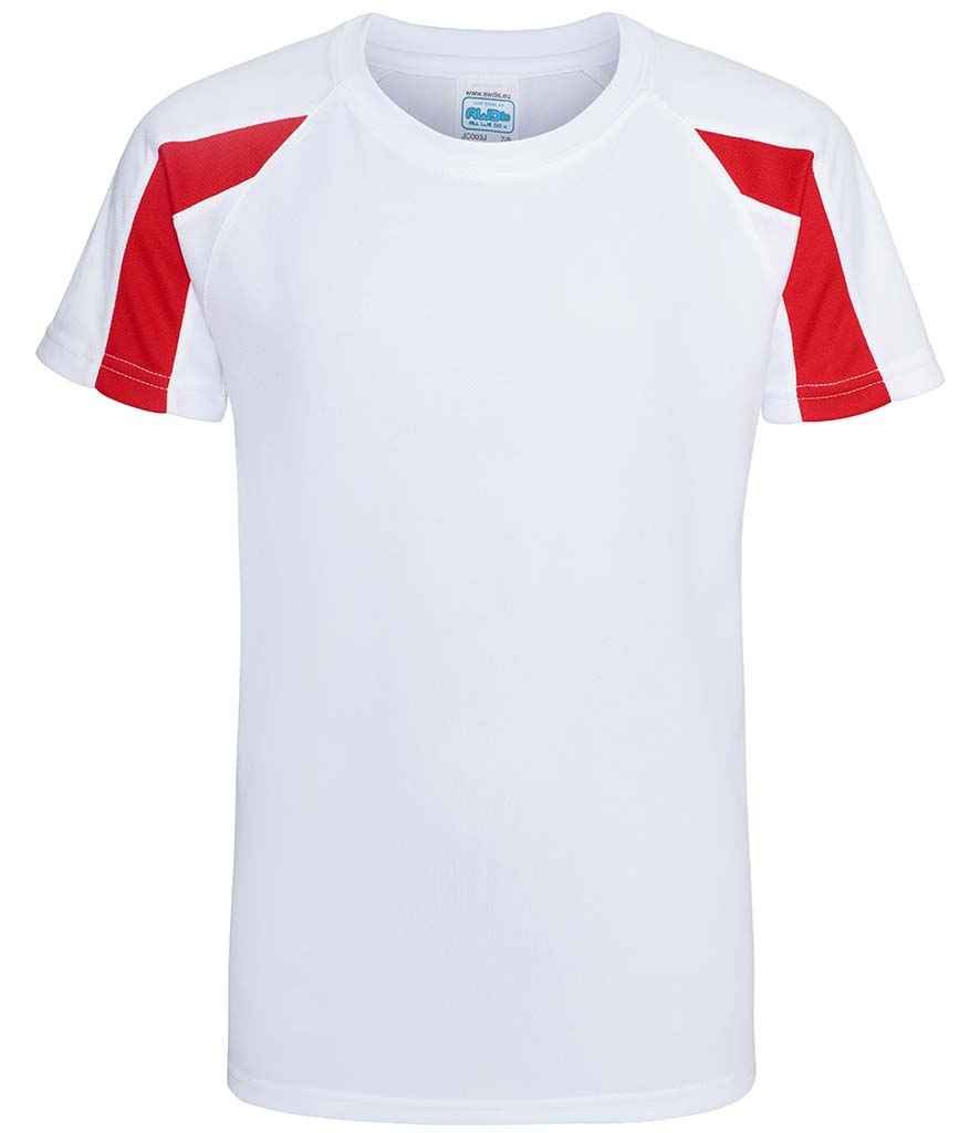 AWDis Kids Cool Contrast T-Shirt | Arctic White/Fire Red - Image 2