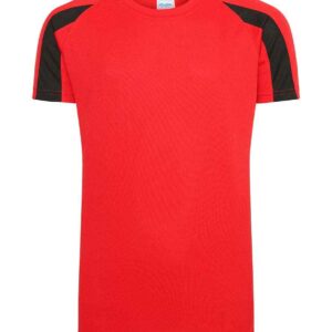 AWDis Kids Cool Contrast T-Shirt | Fire Red/Jet Black