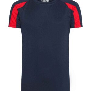 AWDis Kids Cool Contrast T-Shirt | French Navy/Fire Red