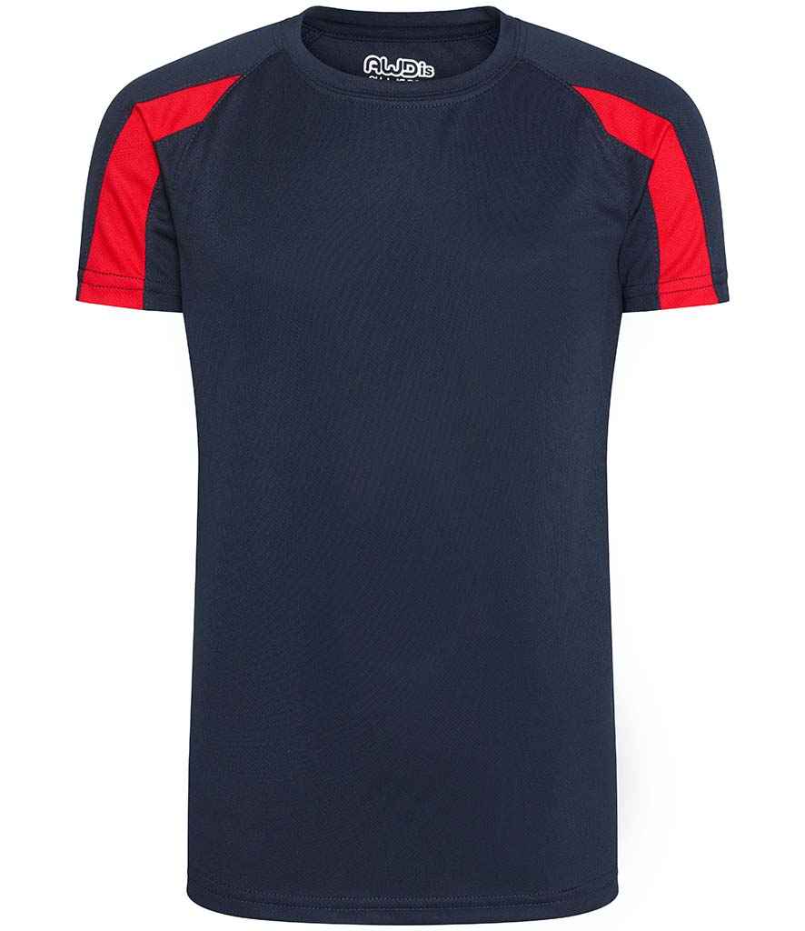 AWDis Kids Cool Contrast T-Shirt | French Navy/Fire Red