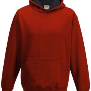 AWDis Kids Varsity Hoodie | Fire Red/Jet Black
