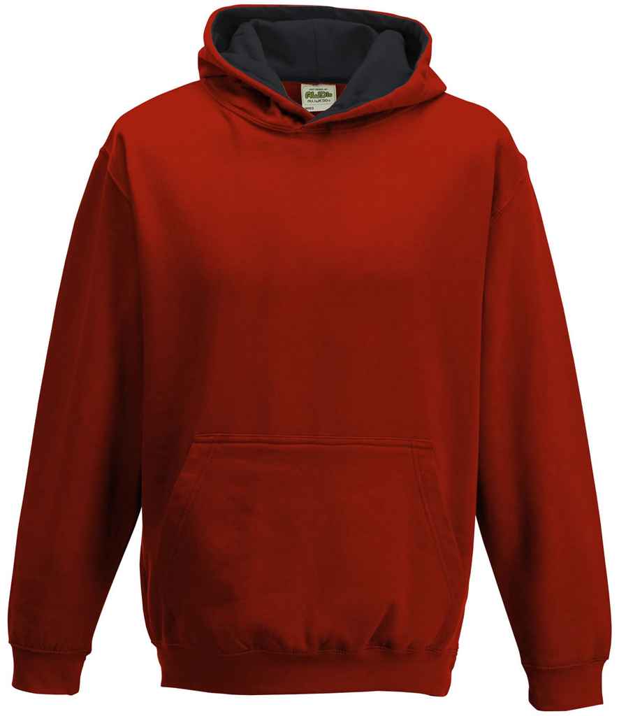 AWDis Kids Varsity Hoodie | Fire Red/Jet Black
