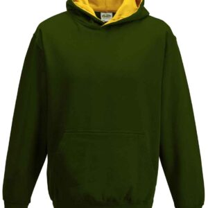 AWDis Kids Varsity Hoodie | Forest Green/Gold