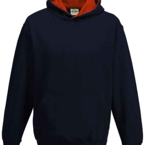 AWDis Kids Varsity Hoodie | New French Navy/Fire Red