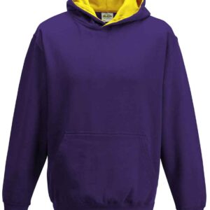 AWDis Kids Varsity Hoodie | Purple/Sun Yellow