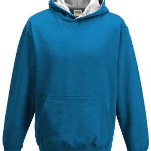 AWDis Kids Varsity Hoodie | Sapphire Blue/Heather Grey