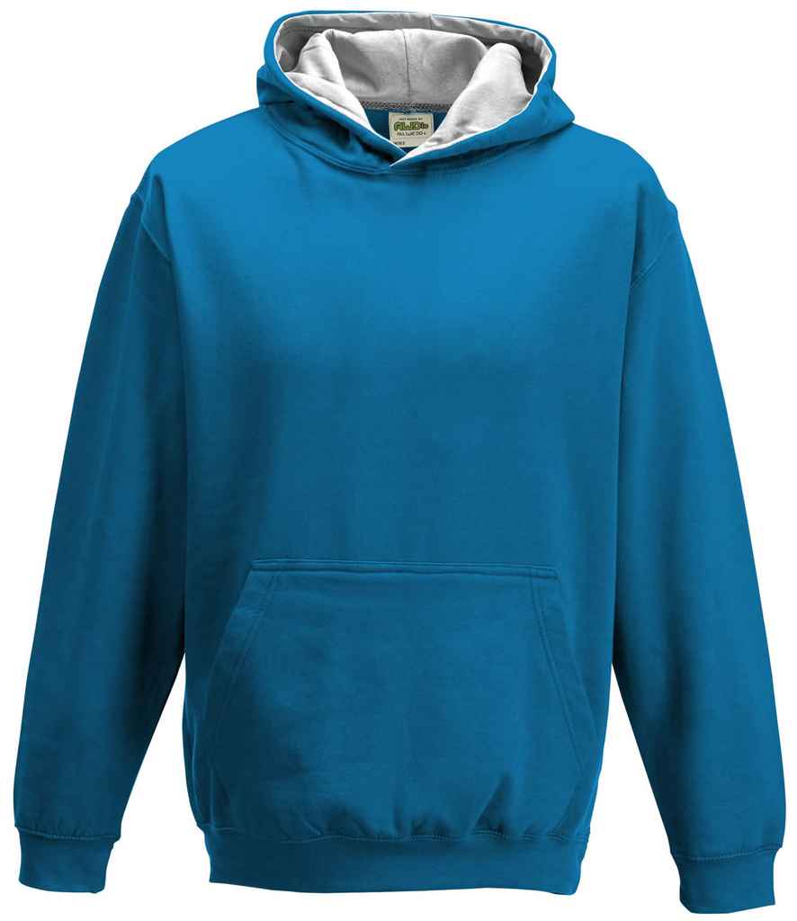 AWDis Kids Varsity Hoodie | Sapphire Blue/Heather Grey