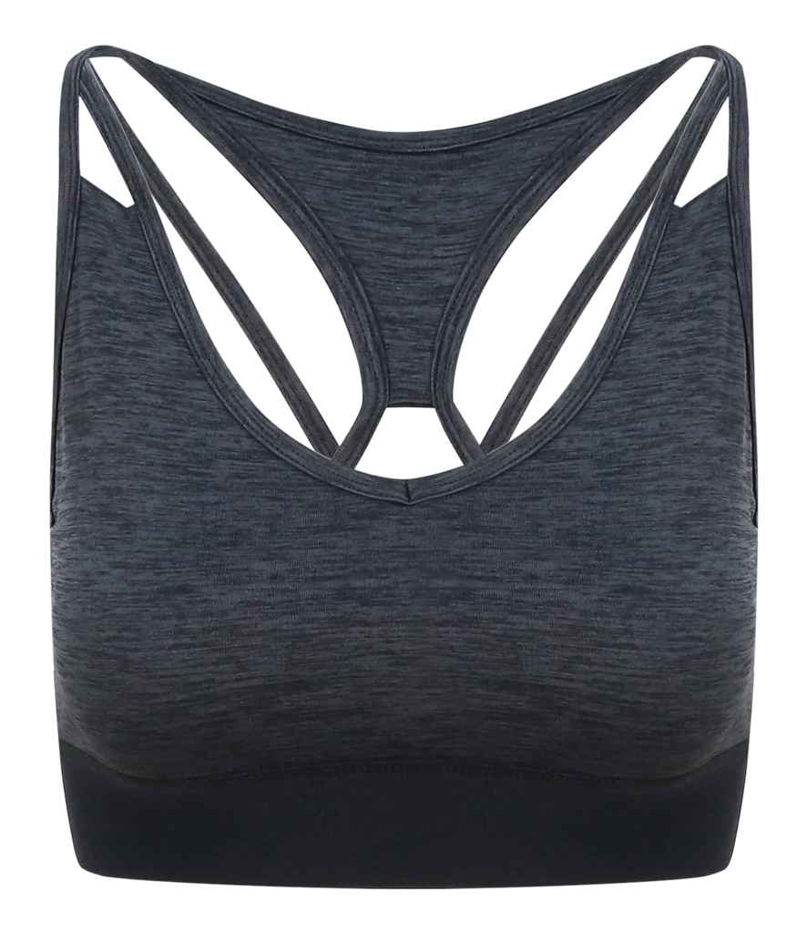 AWDis Ladies Cool Cross Back Crop Top | Black Slate Melange