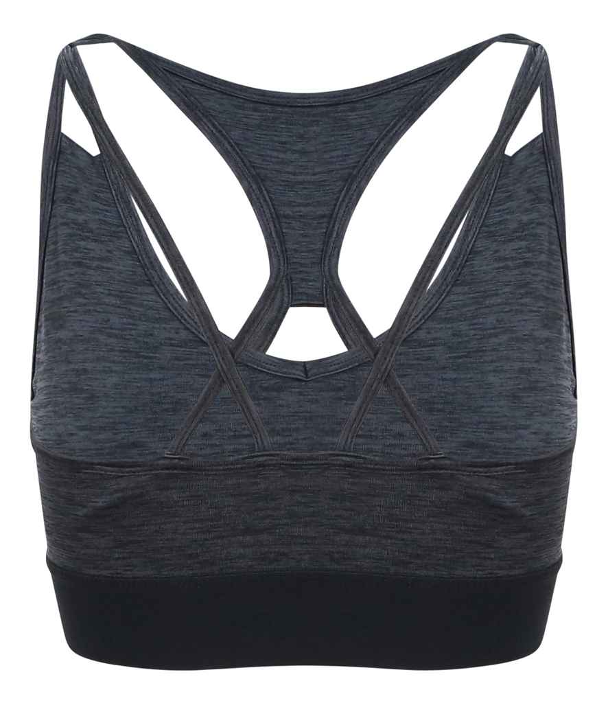 AWDis Ladies Cool Cross Back Crop Top | Black Slate Melange - Image 2