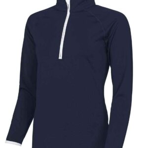 AWDis Ladies Cool Half Zip Sweat Top | French Navy/Arctic White