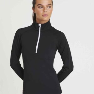 AWDis Ladies Cool Half Zip Sweat Top | Jet Black/Arctic White