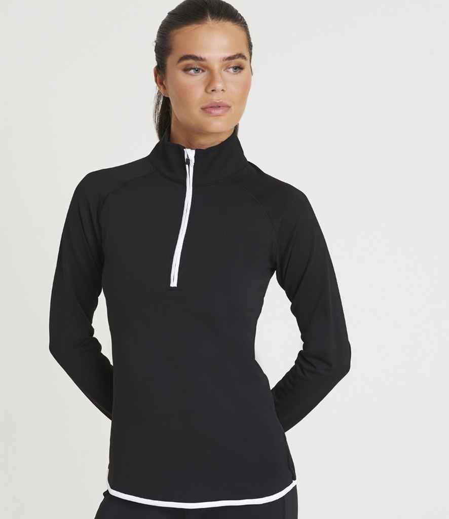 AWDis Ladies Cool Half Zip Sweat Top | Jet Black/Arctic White