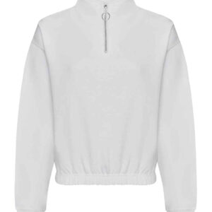 AWDis Ladies Cropped 1/4 Zip Sweatshirt | Arctic White