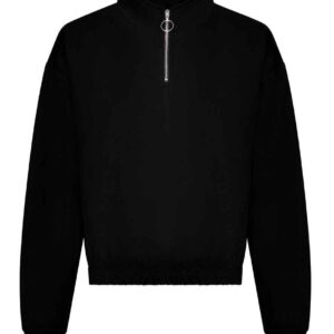 AWDis Ladies Cropped 1/4 Zip Sweatshirt | Deep Black