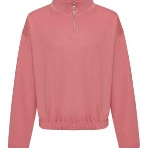 AWDis Ladies Cropped 1/4 Zip Sweatshirt | Dusty Rose