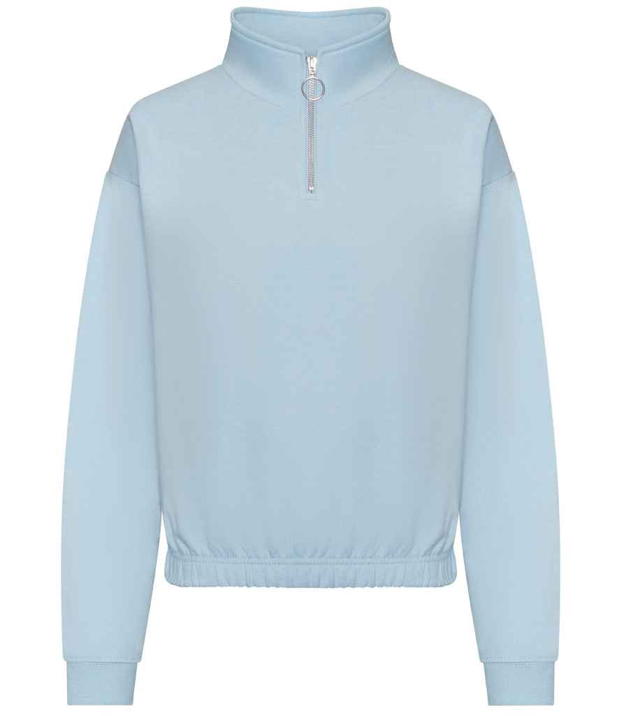 AWDis Ladies Cropped 1/4 Zip Sweatshirt | Sky Blue