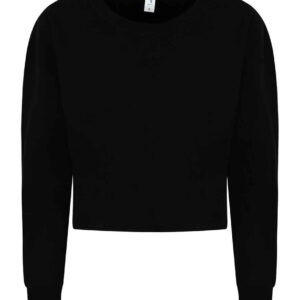 AWDis Ladies Cropped Sweatshirt | Deep Black