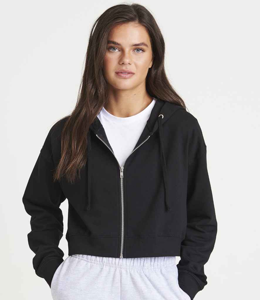 AWDis Ladies Cropped Zoodie | Deep Black