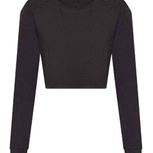 AWDis Ladies Long Sleeve Cropped T-Shirt | Heather Black