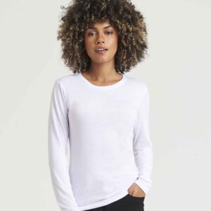 AWDis Ladies Long Sleeve Tri-Blend T-Shirt | Solid White