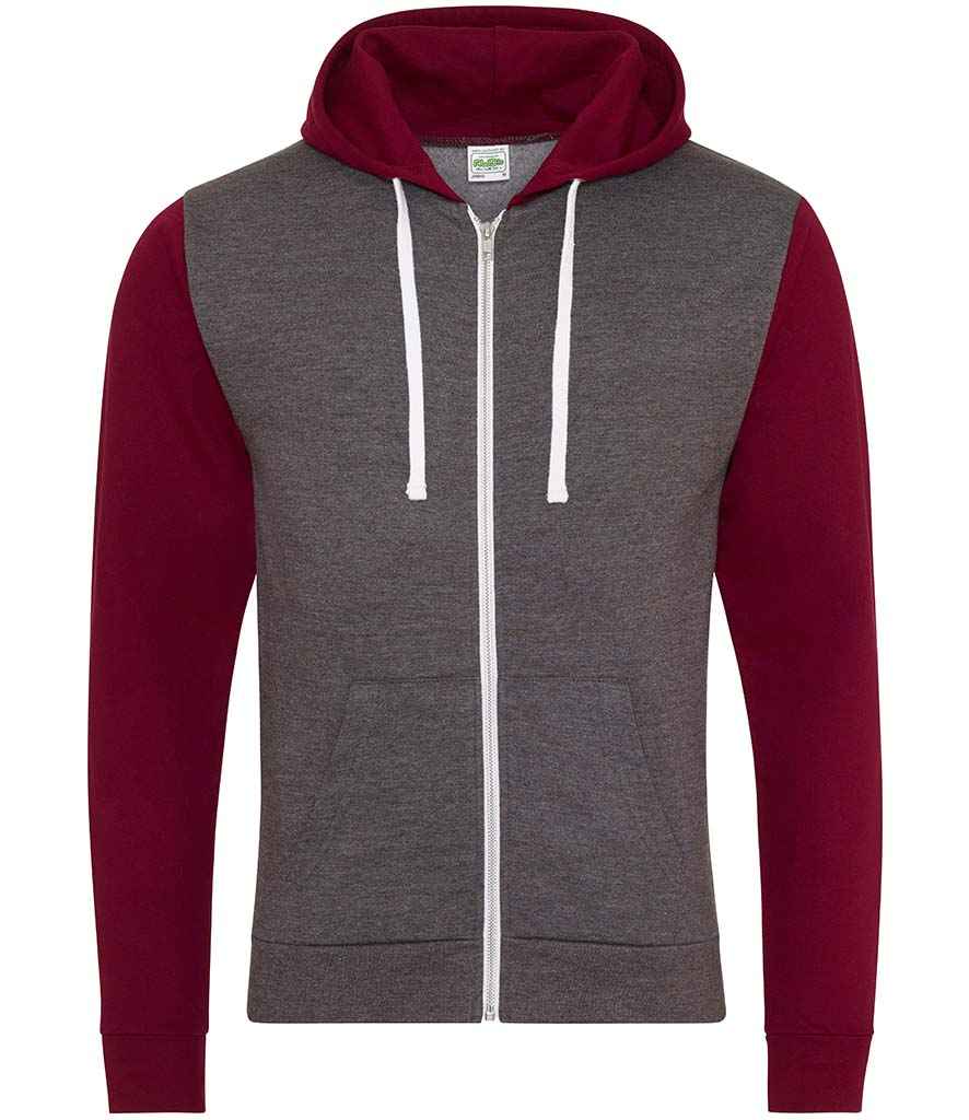 AWDis Retro Contrast Zoodie | Charcoal/Burgundy