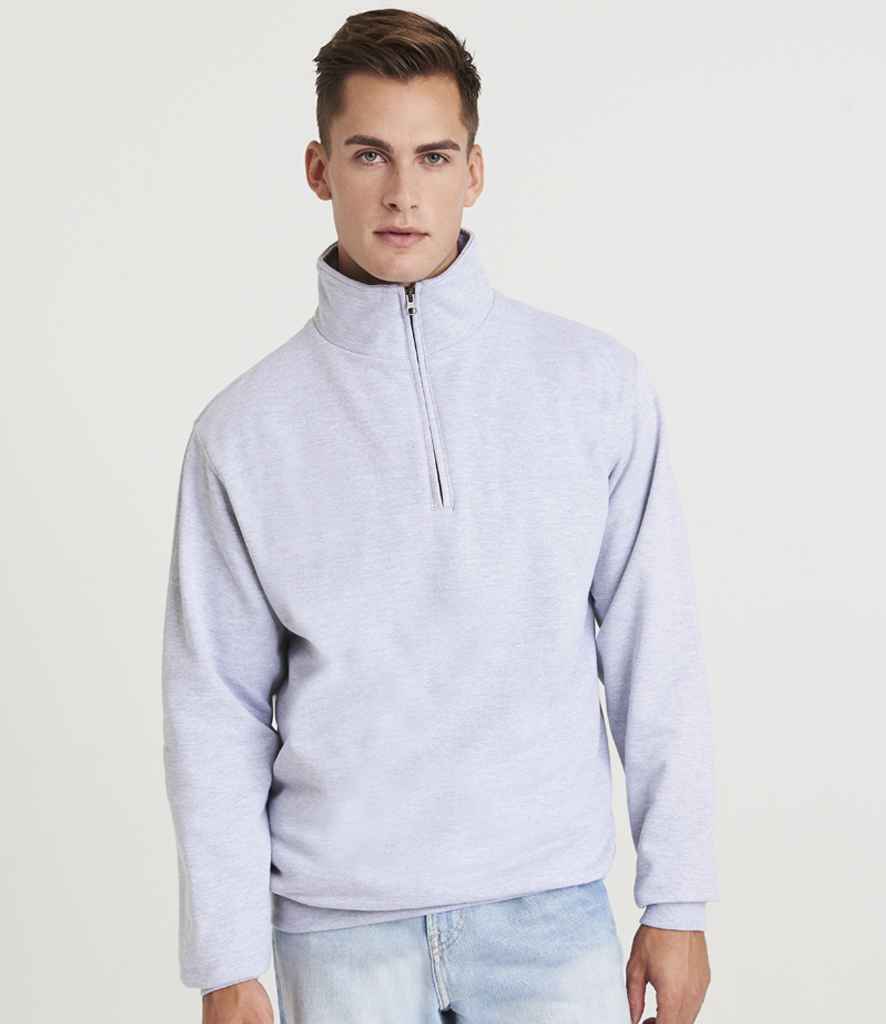 AWDis Sophomore Zip Neck Sweatshirt | Heather Grey