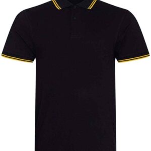 AWDis Stretch Tipped Piqué Polo Shirt | Black/Yellow