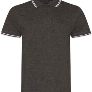 AWDis Stretch Tipped Piqué Polo Shirt | Charcoal/White