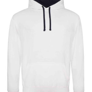 AWDis Varsity Hoodie | Arctic White/French Navy