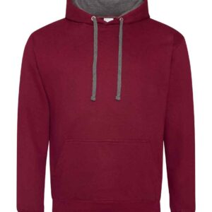 AWDis Varsity Hoodie | Burgundy/Charcoal