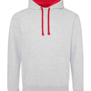 AWDis Varsity Hoodie | Heather Grey/Fire Red