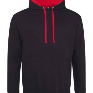 AWDis Varsity Hoodie | Jet Black/Fire Red