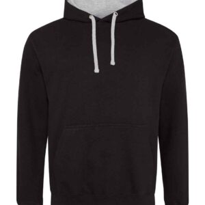 AWDis Varsity Hoodie | Jet Black/Heather Grey