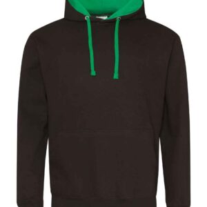 AWDis Varsity Hoodie | Jet Black/Kelly Green