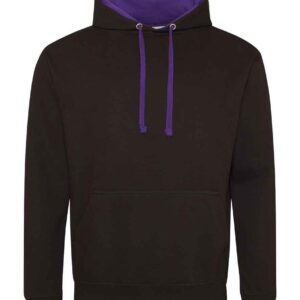 AWDis Varsity Hoodie | Jet Black/Purple